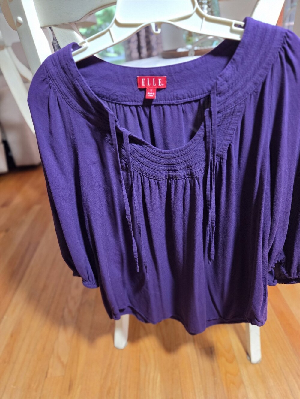 ELLE Purple Peasant Blouse
